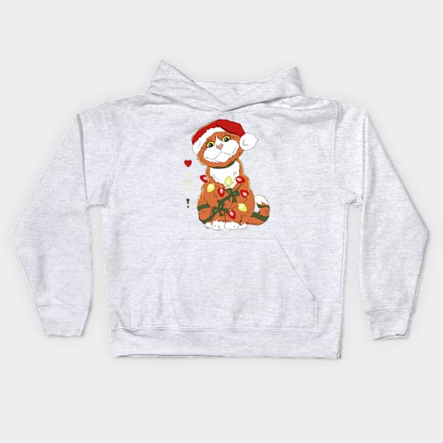 New Year Ginger Cat Kids Hoodie by VickiKraviz